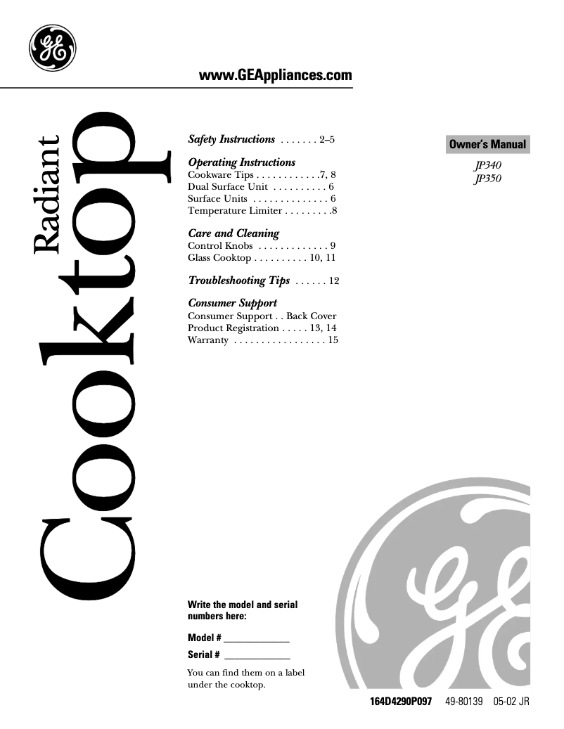 First page image of the manual for Profile JP350ACAA