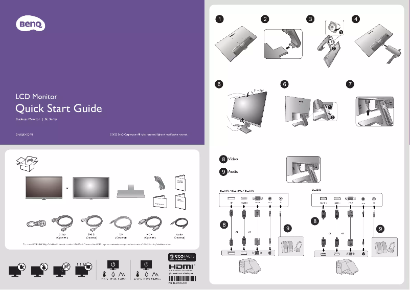 Page n°1 - Guide de démarrage rapide BenQ BL2283