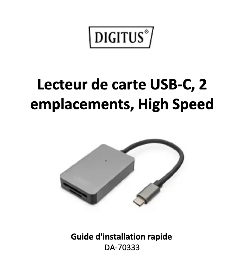 Page 1 de la notice Manuel utilisateur Digitus DA-70333