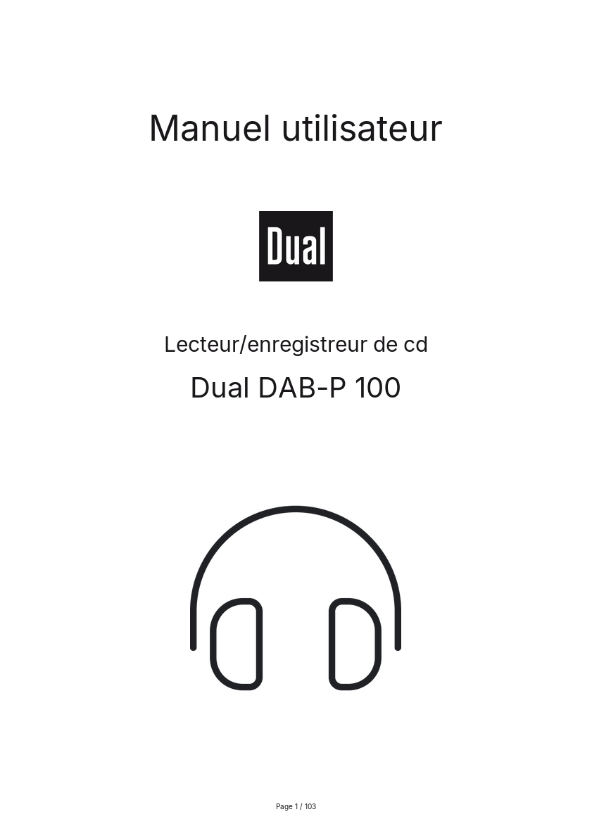 Page n°1 - Manuel utilisateur Dual DAB-P 100