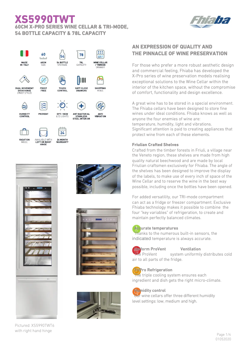 Page 1 de la notice Fiche technique Fhiaba XS5990TWT6