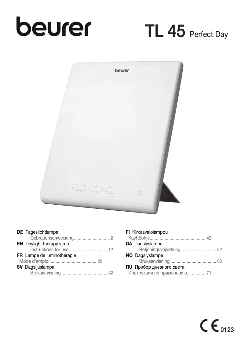 Page 1 de la notice Manuel utilisateur Beurer TL 45 Perfect Day