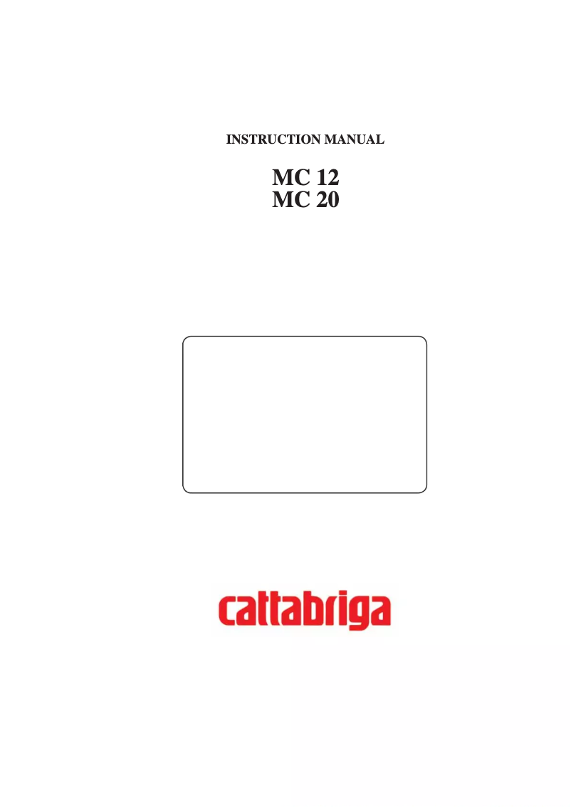 Page n°1 - Manuel utilisateur Cattabriga MC 20