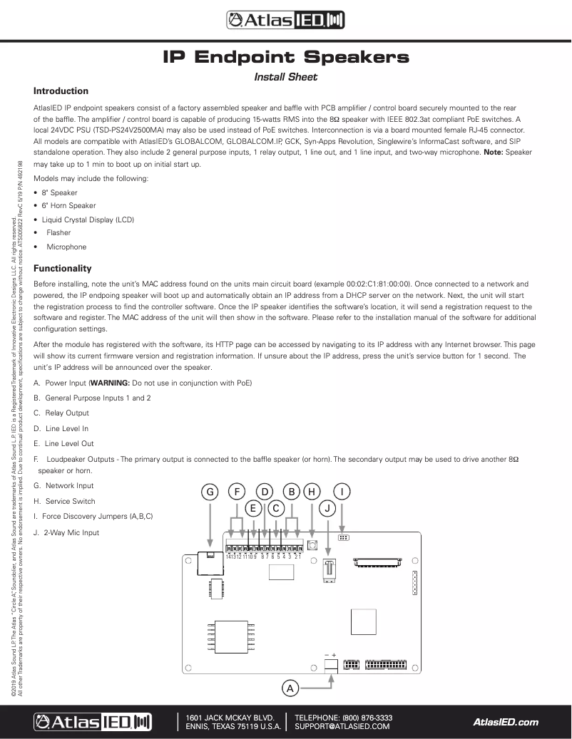 Page n°1 - Manuel utilisateur Atlas Sound IP-SDM