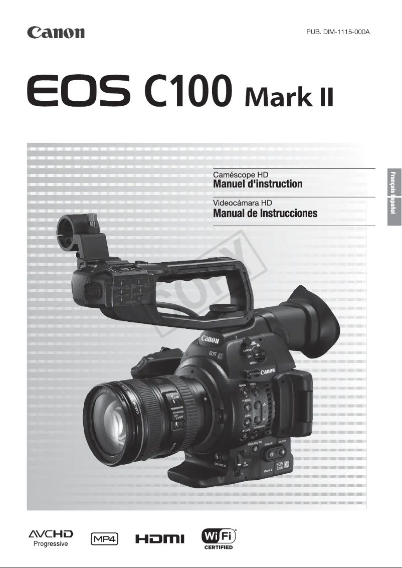 Image de la première page du manuel de l'appareil EOS C100 Mark II