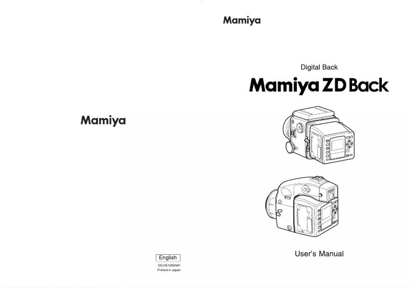 Page n°1 - Manuel utilisateur Mamiya ZD Back