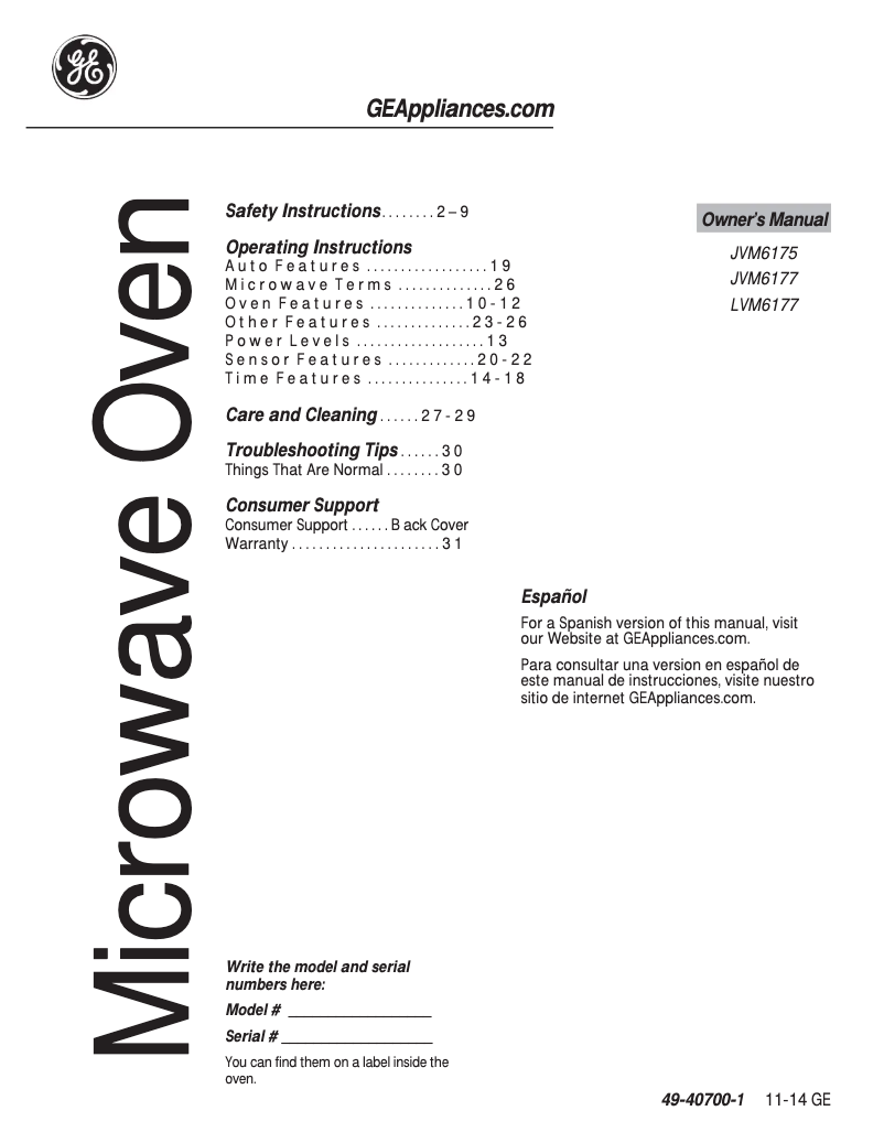 Image de la première page du manuel de l'appareil JVM6175RFSS