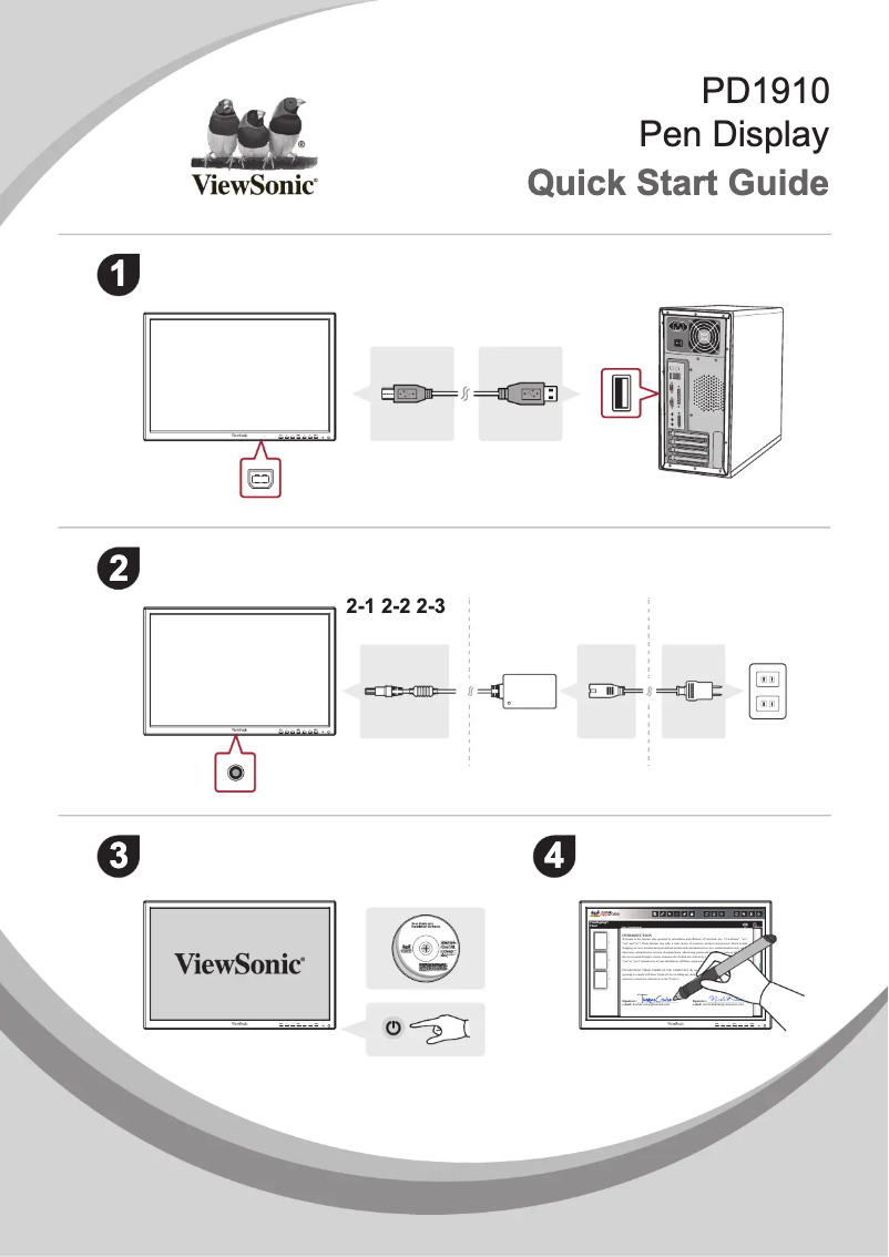 Page 1 de la notice Guide de démarrage rapide Viewsonic PD1910