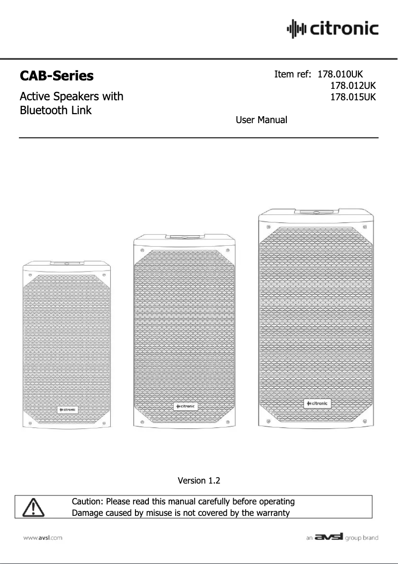 Page 1 de la notice Manuel utilisateur Citronic CAB-10L