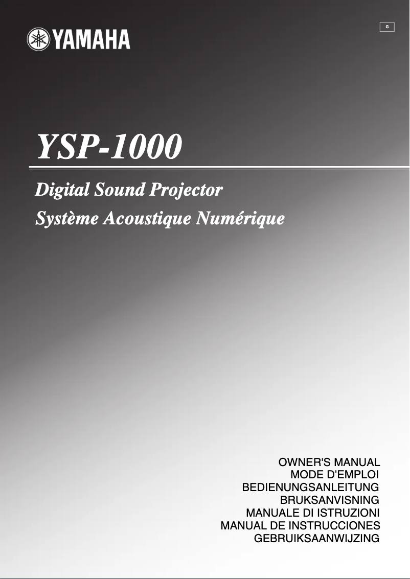 Image de la première page du manuel de l'appareil YSP-1000