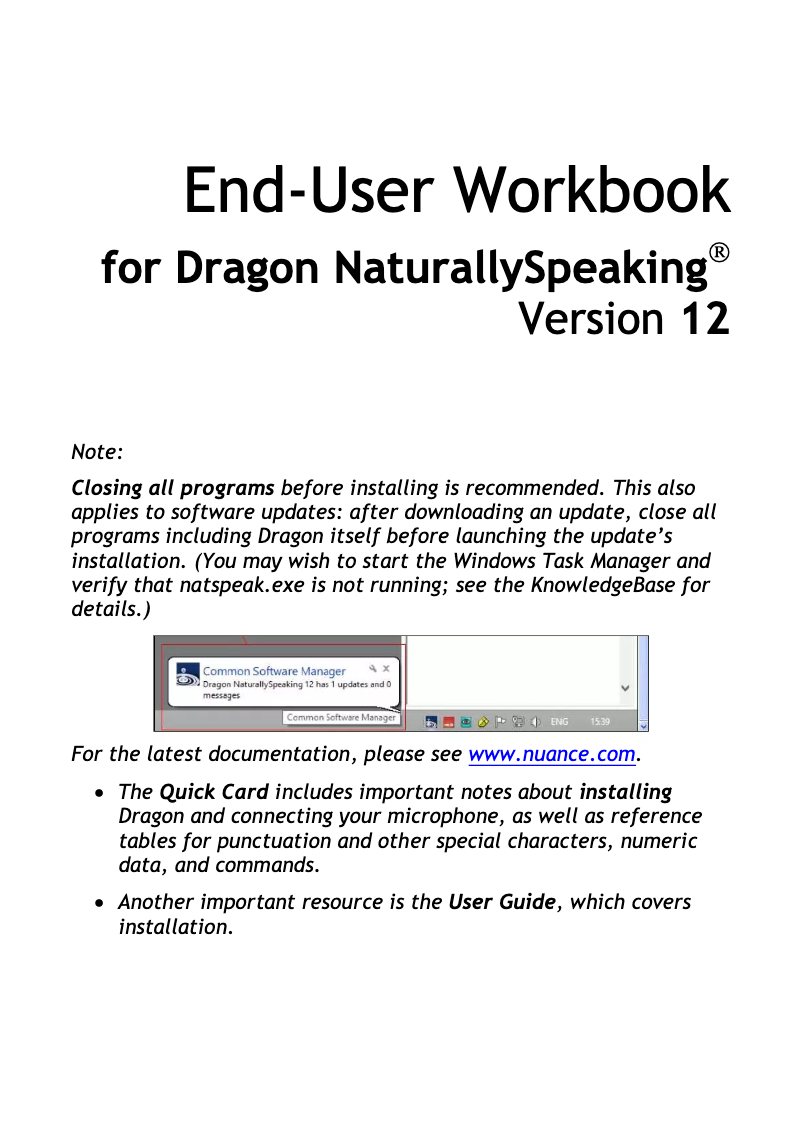 Image de la première page du manuel de l'appareil Dragon NaturallySpeaking 13 Legal