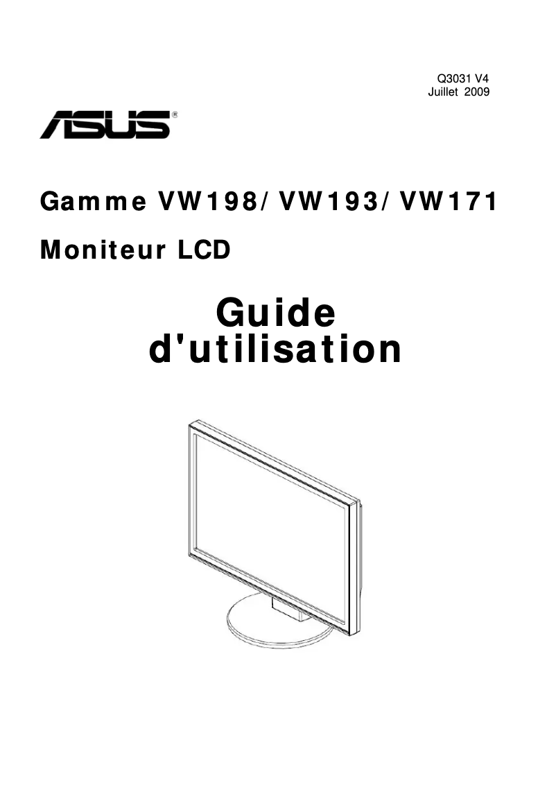 Page 1 de la notice Manuel utilisateur Asus VW193DR