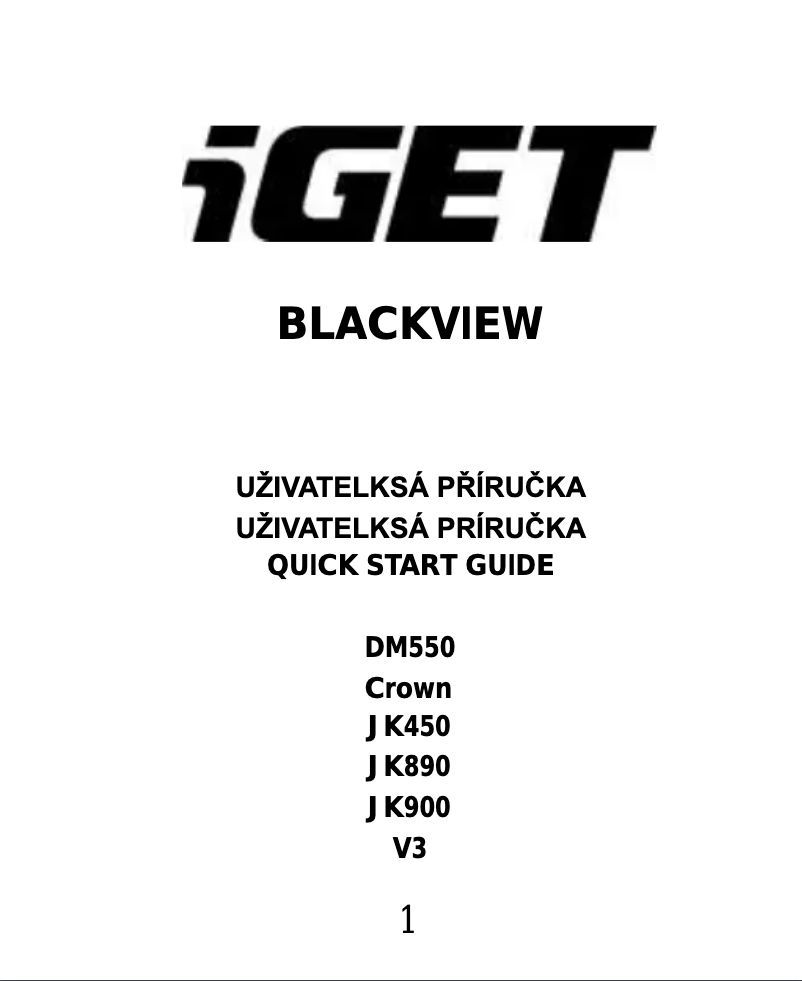 Page 1 de la notice Manuel utilisateur iGET Blackview DM550