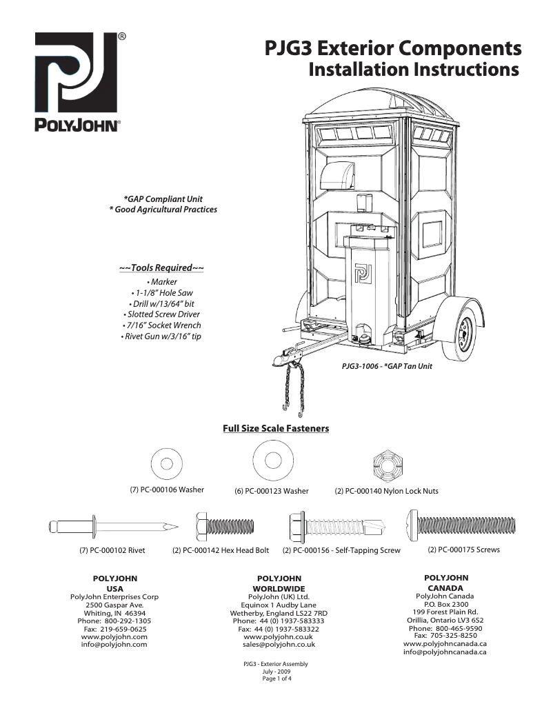 Image de la première page du manuel de l'appareil PJG3-1016