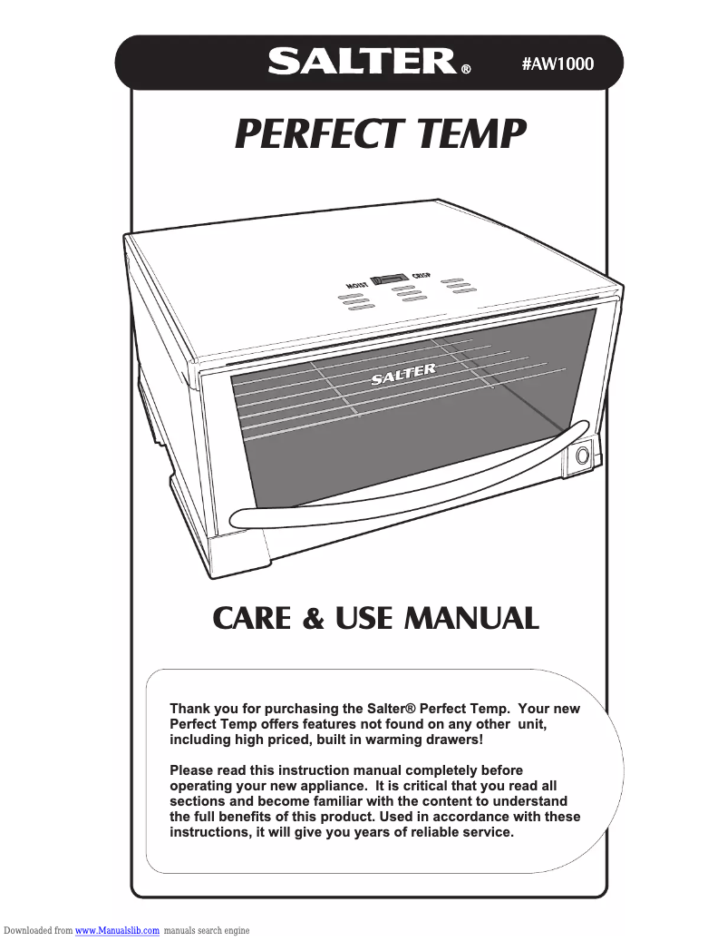 Page n°1 - Manuel utilisateur Salter AW1000