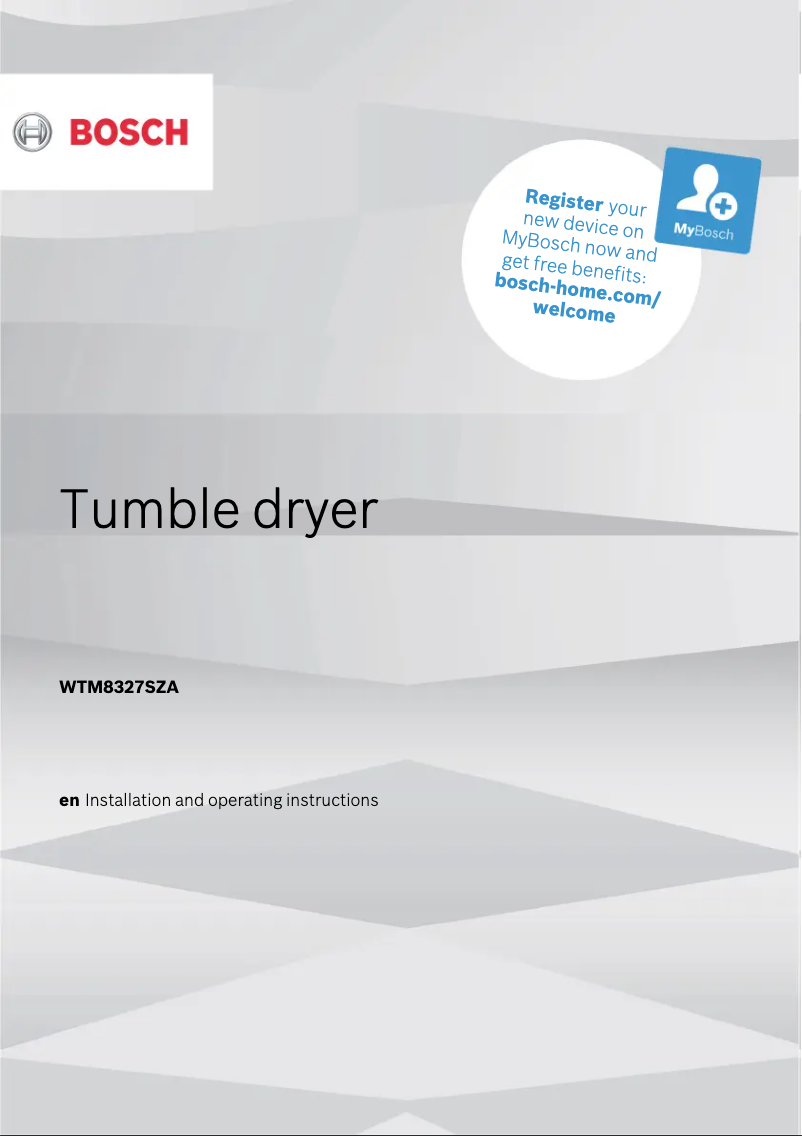 Page 1 de la notice Manuel utilisateur Bosch WTM8327SZA