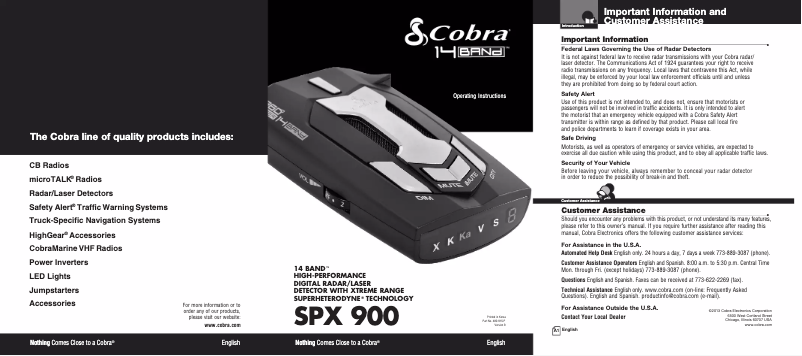 Image de la première page du manuel de l'appareil SPX 900