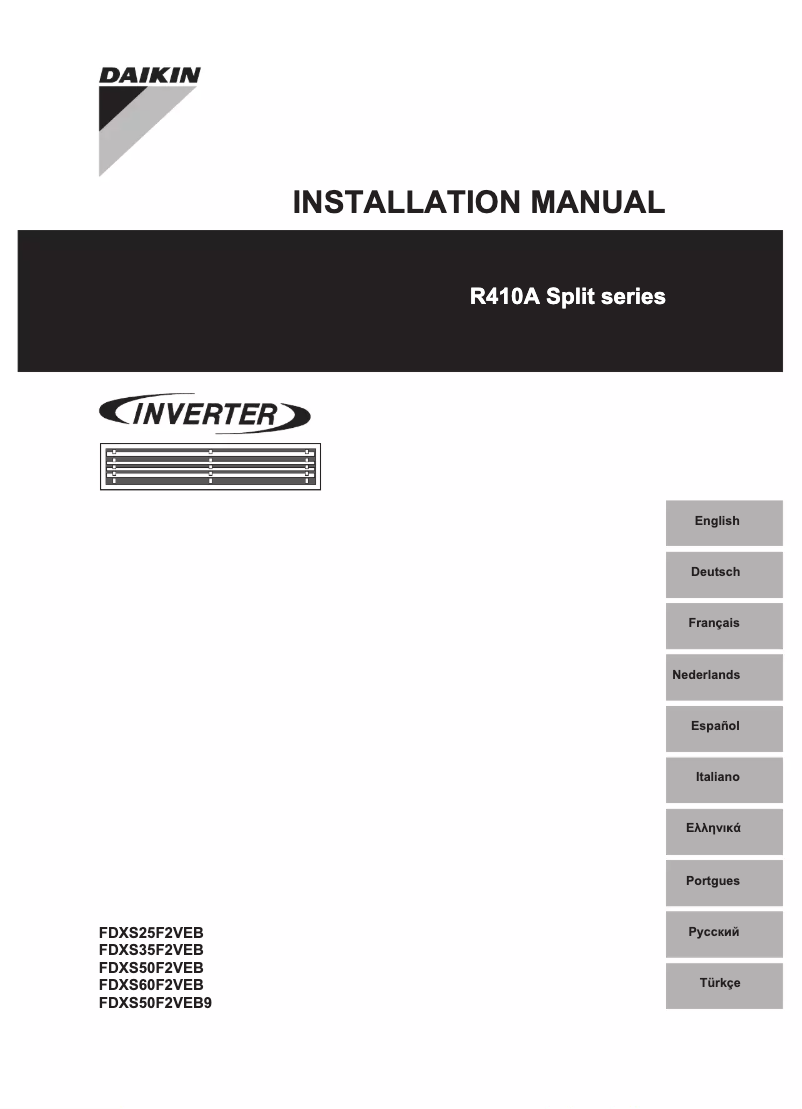 Page 1 de la notice Guide d'installation Daikin FDXS35F2VEB