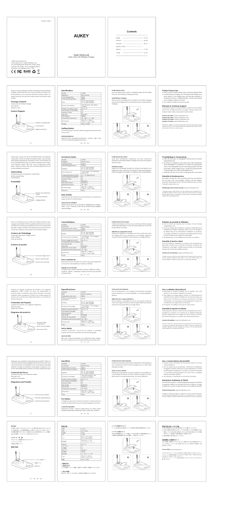 Page 1 de la notice Manuel utilisateur Aukey LT-ST36