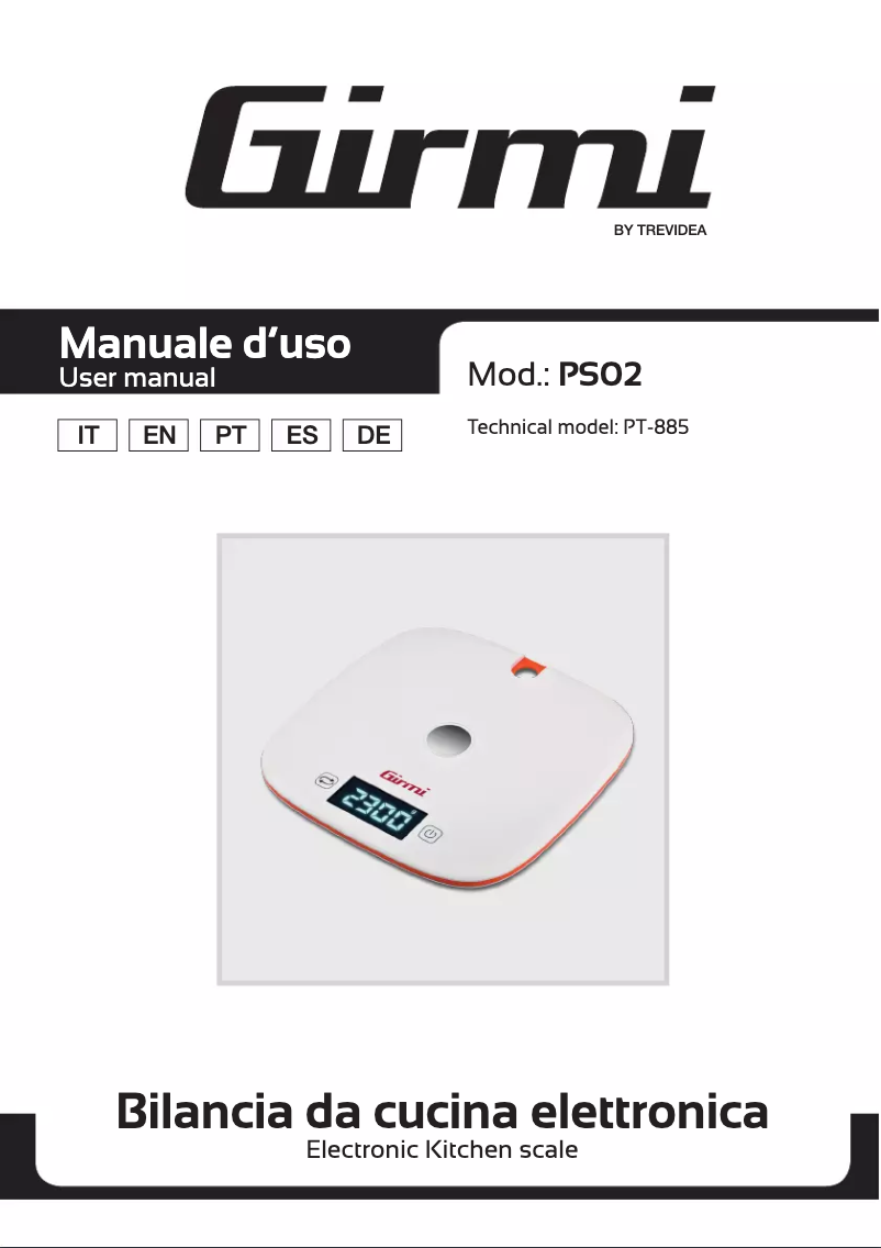 Page 1 de la notice Manuel utilisateur Girmi PS02