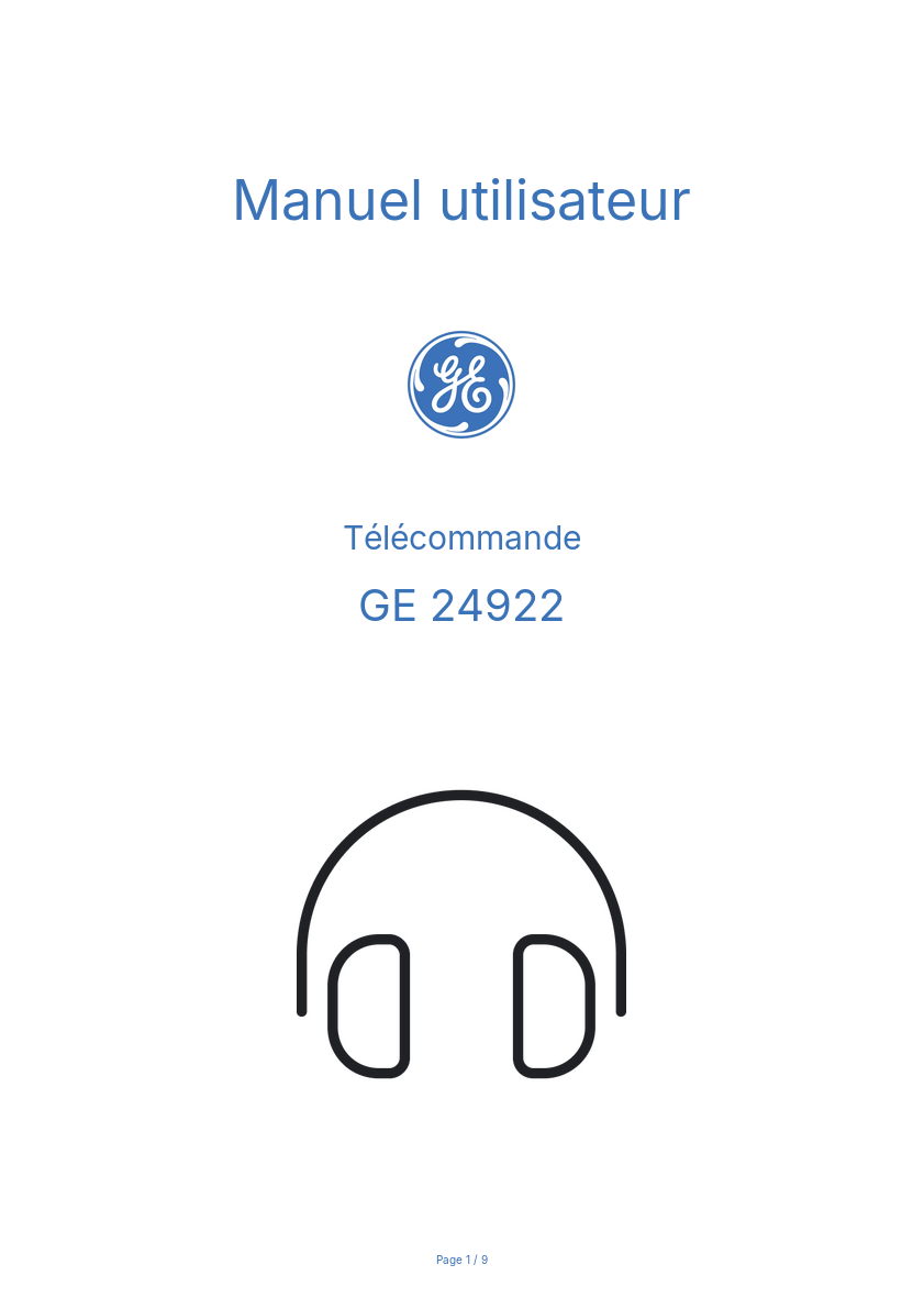 Page n°1 - Manuel utilisateur GE 24922