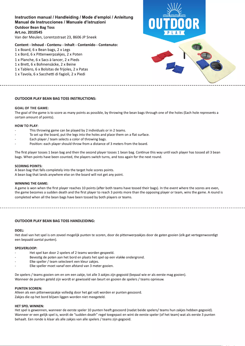 Page n°1 - Manuel utilisateur Outdoor Play 2010545