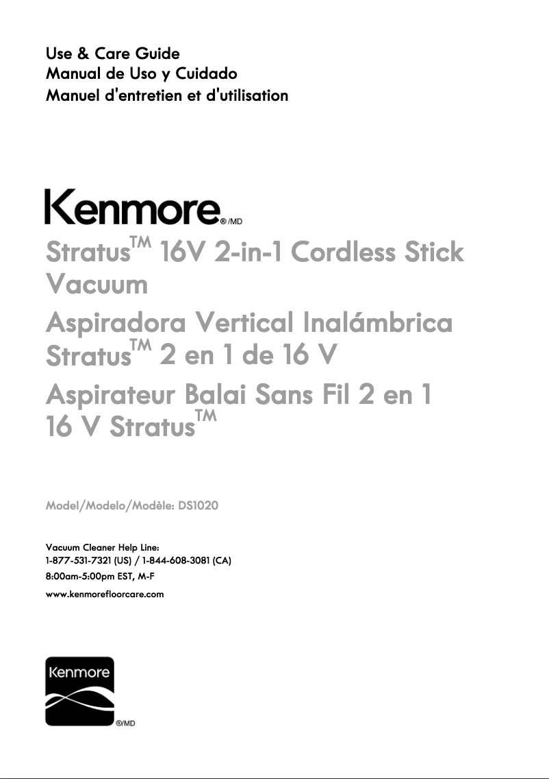 Page 1 de la notice Manuel utilisateur Kenmore DS1020