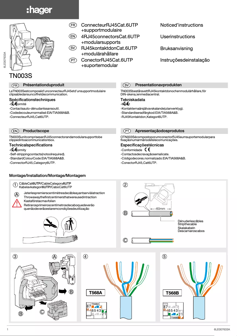 Image de la première page du manuel de l'appareil TN003S