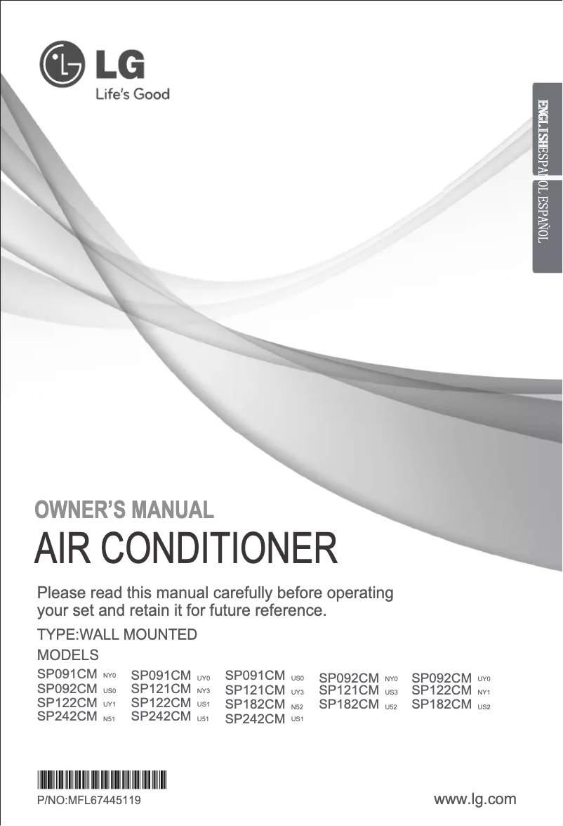 Page 1 de la notice Manuel utilisateur LG SP092CM