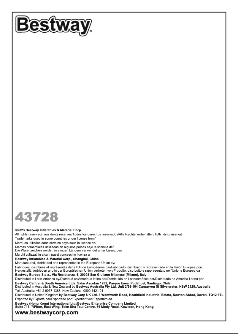 Página 1 del manual Manual de usuario Bestway 43728