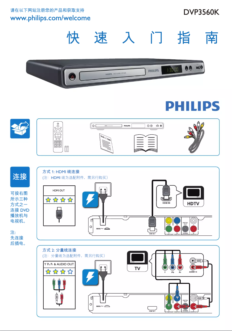 Page 1 de la notice Guide de démarrage rapide Philips HTP3520K