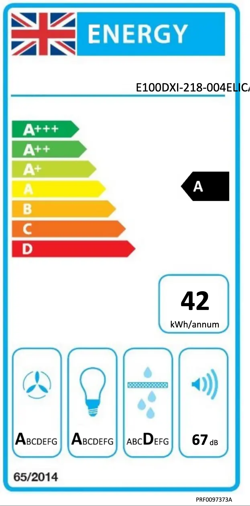 Page 1 de la notice Label énergétique Elica Spot Plus PRF0097373A