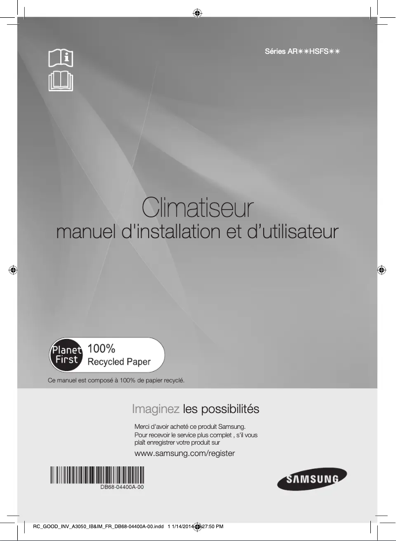 Page 1 de la notice Manuel utilisateur Samsung AR18HSFSDWKXJO