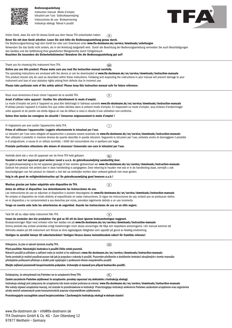 Página 1 del manual Manual de usuario TFA 18.6010.02.40