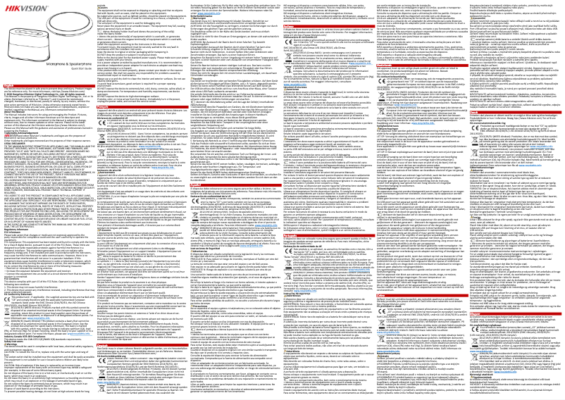 Page 1 de la notice Guide de démarrage rapide Hikvision DS-U102