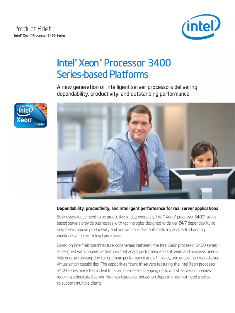 Image de la première page du manuel de l'appareil Xeon X3440