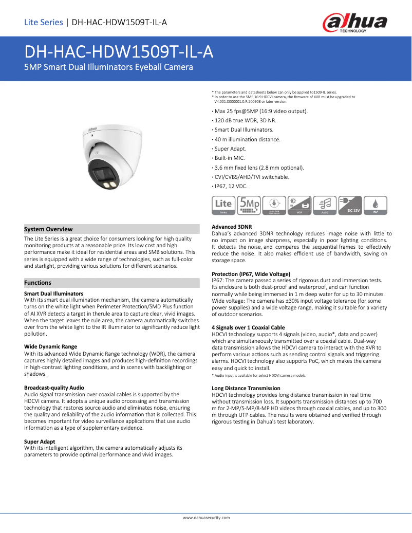 Image de la première page du manuel de l'appareil HAC-HDW1509T-IL-A
