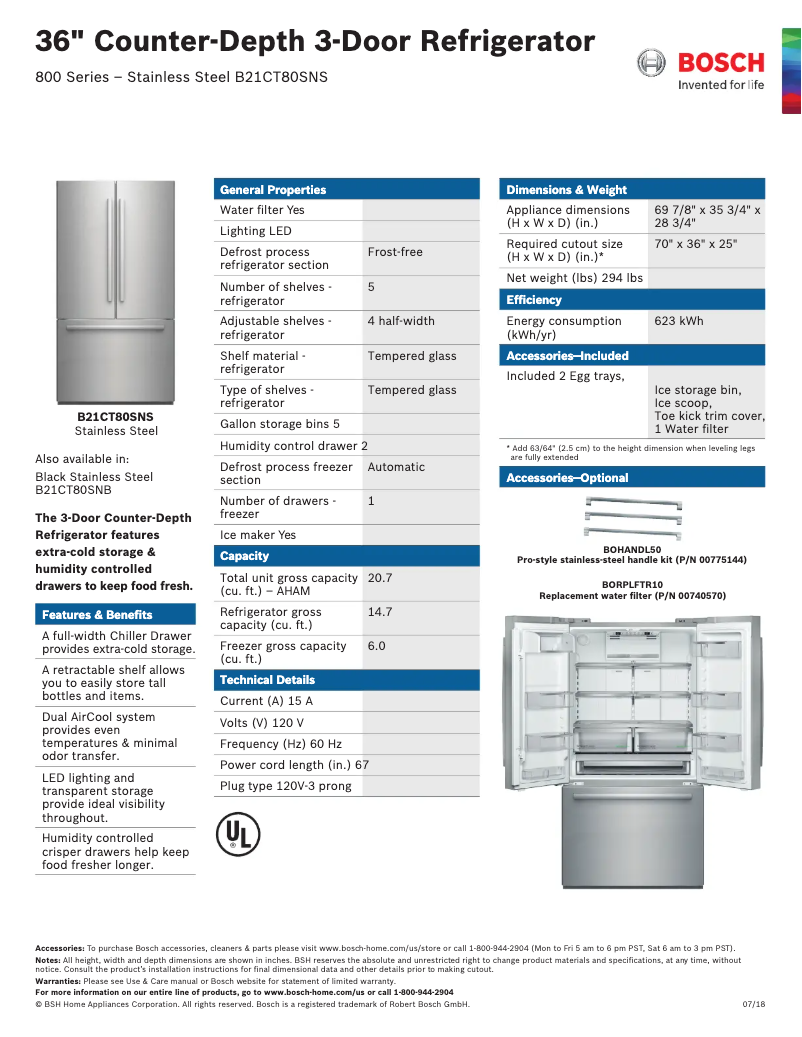 Página 1 del manual Ficha técnica Bosch B21CT80SNS