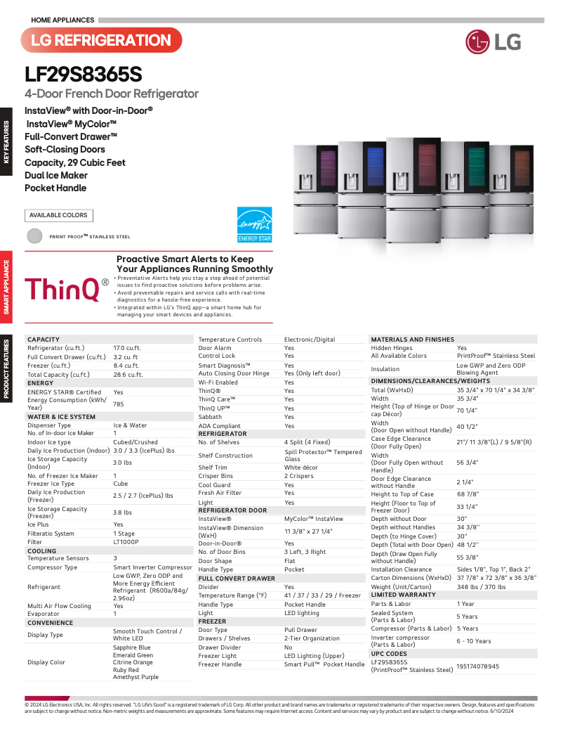 Page 1 of the manual Technical Sheet LG LF29S8365S