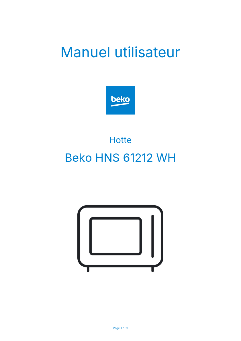Page n°1 - Manuel utilisateur Beko HNS 61212 WH