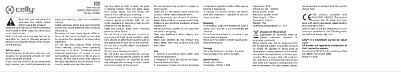 Page 1 de la notice Manuel utilisateur Celly UP300