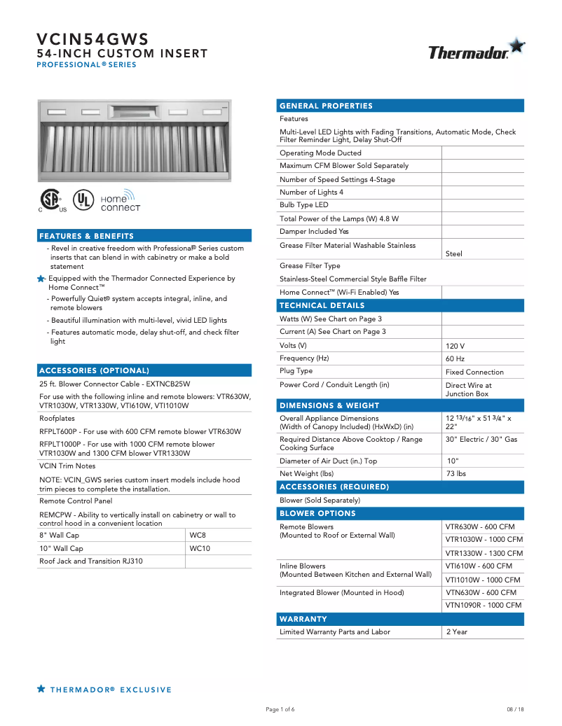 Image de la première page du manuel de l'appareil VCIN54GWS