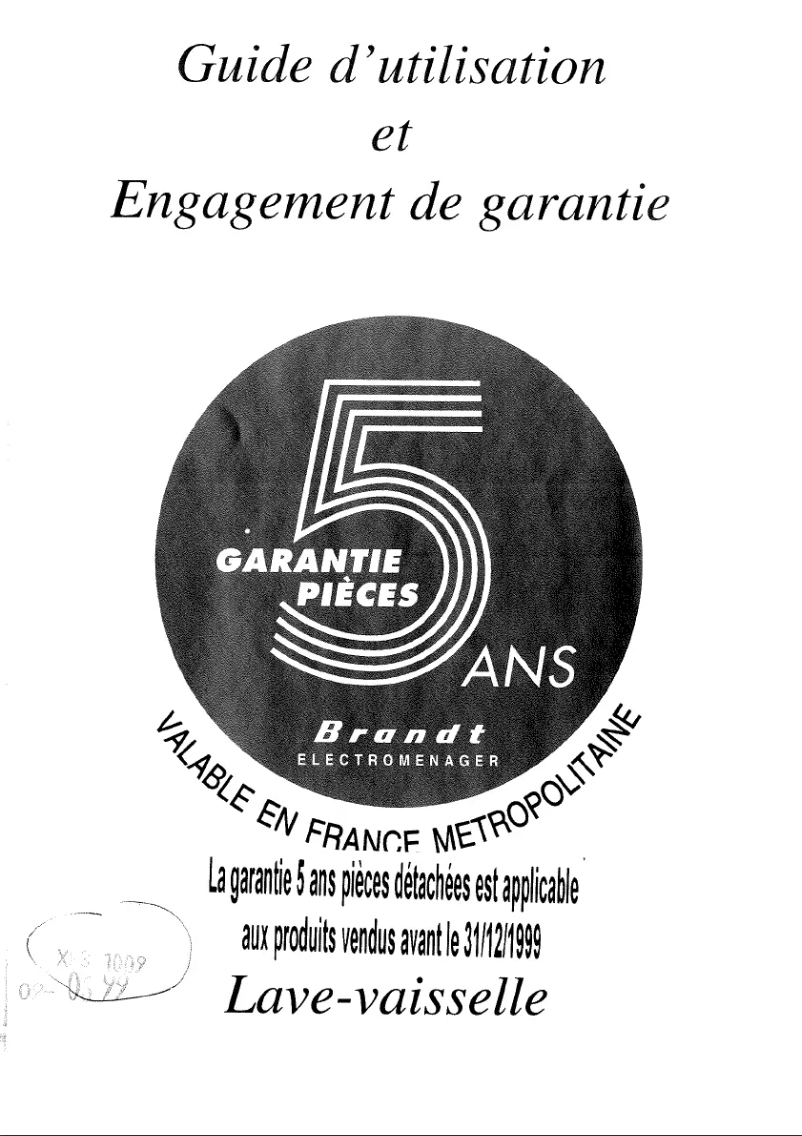 Page 1 de la notice Manuel utilisateur Brandt LIA411N