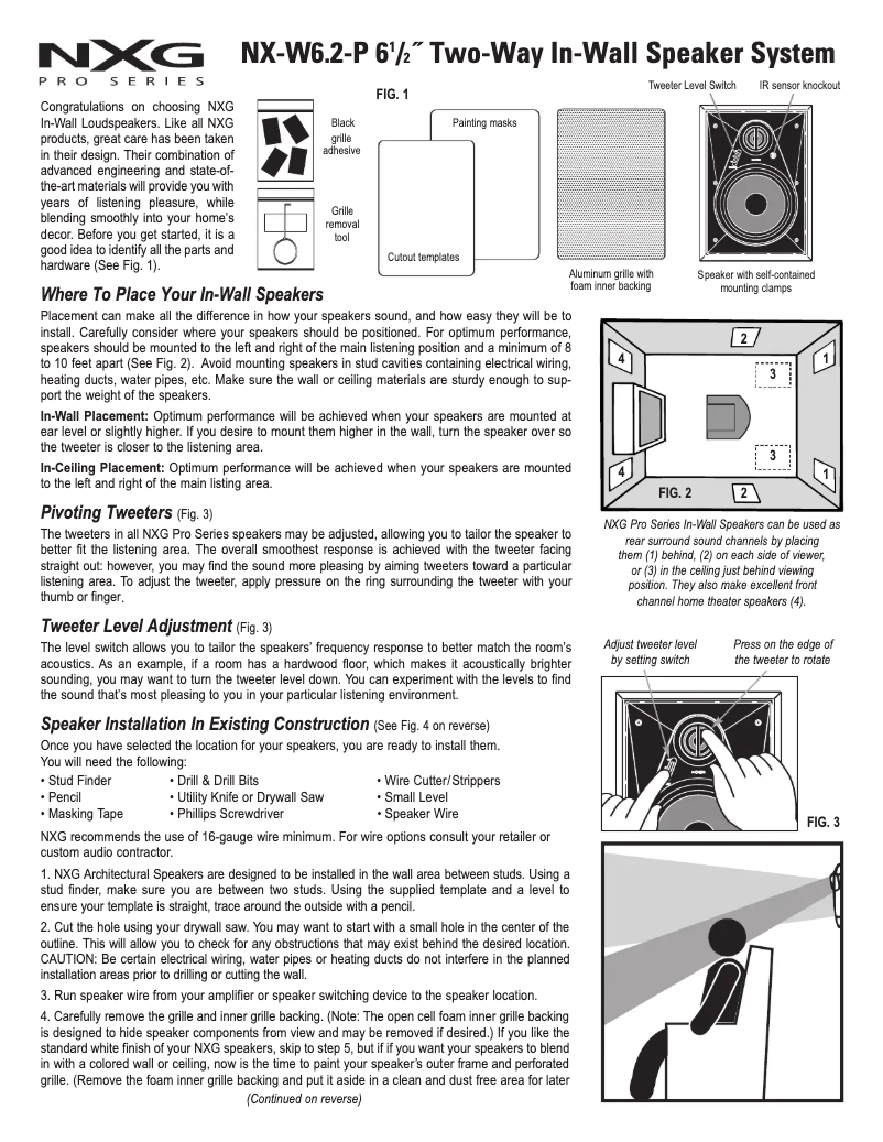 Page 1 de la notice Manuel utilisateur Nxg NX-W6.2-P