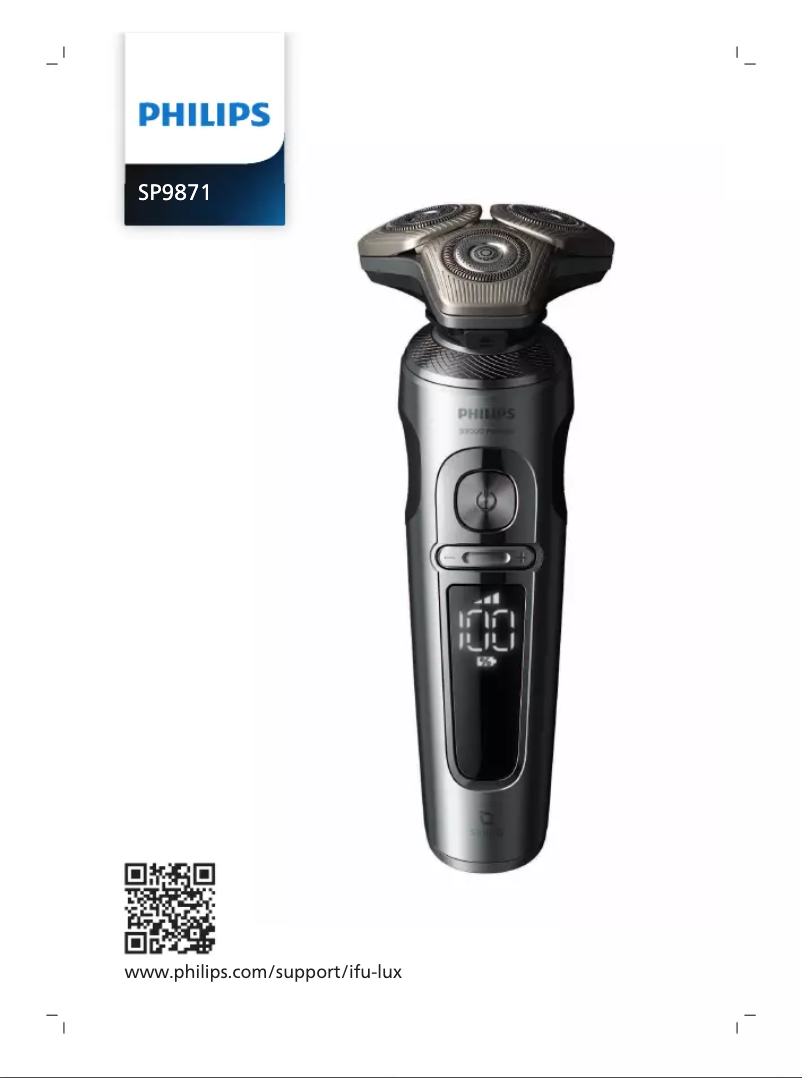 Page 1 de la notice Manuel utilisateur Philips S9000 Prestige SP9871