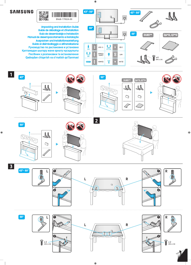 Page 1 de la notice Guide d'installation Samsung TU50DU8505K