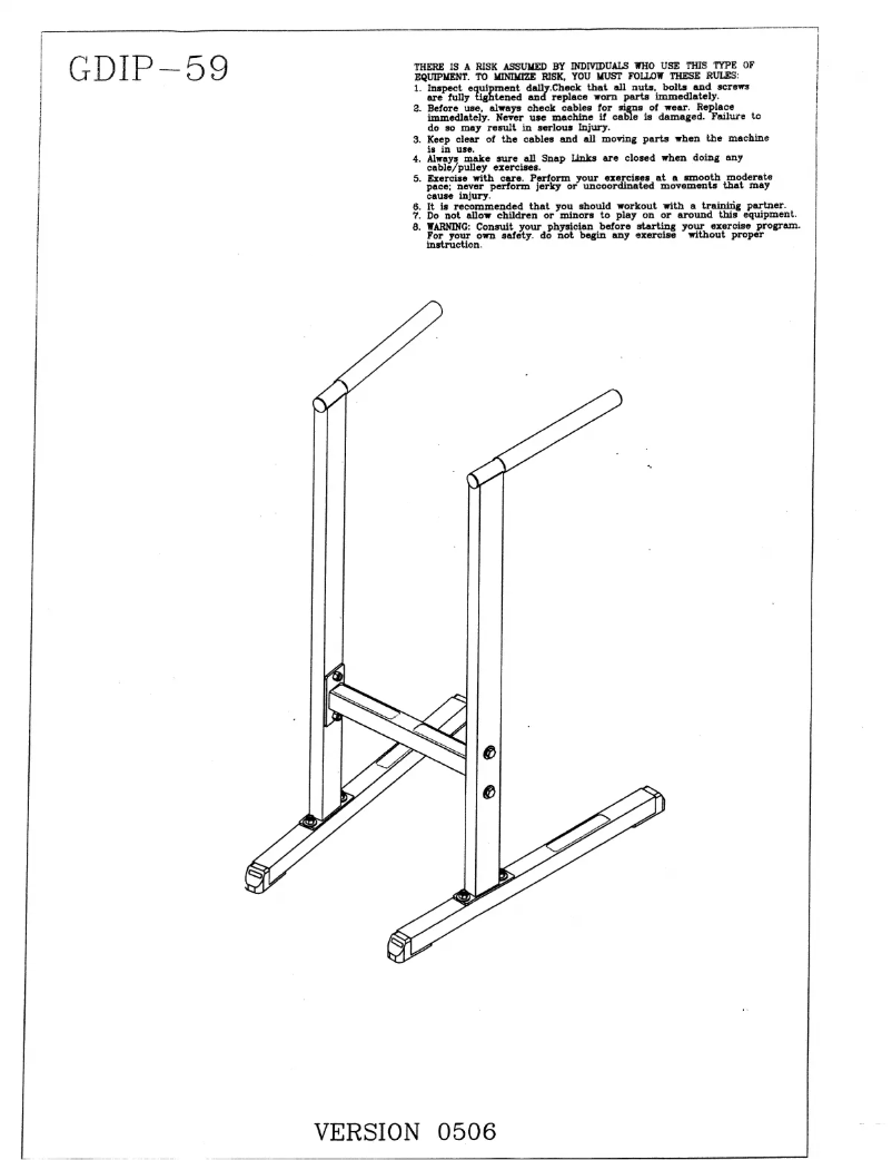 Page 1 de la notice Manuel utilisateur Body-Solid GDIP59