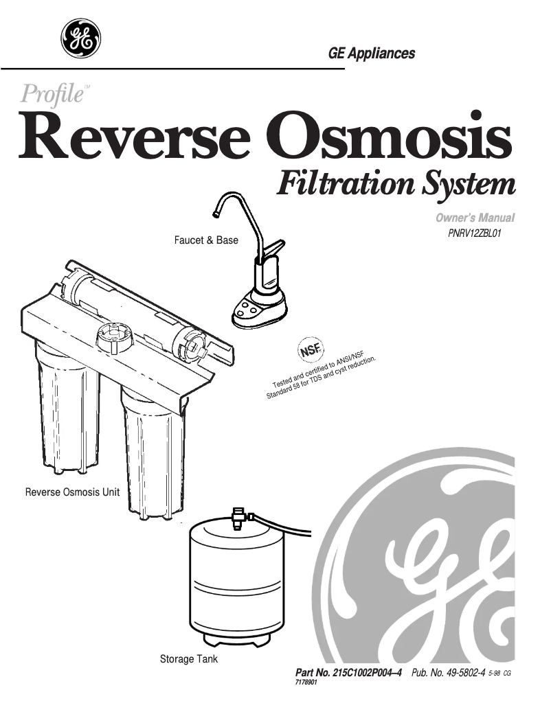 Page 1 de la notice Manuel d'utilisation et d'entretien GE Profile PNRV12ZBL
