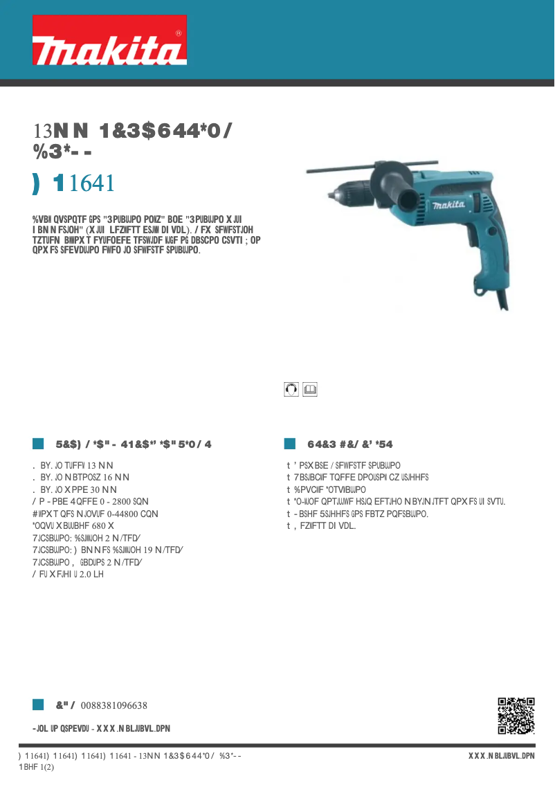 Page n°1 - Fiche technique Makita HP1641