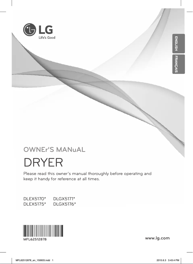 Page 1 de la notice Manuel utilisateur LG DLEX5175W